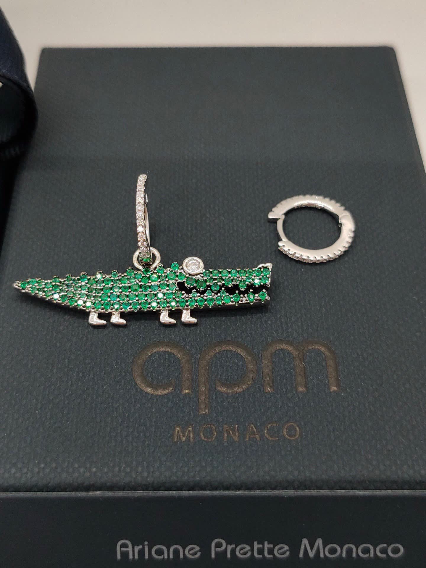 APM Monaco Emerald Crocodile Earrings